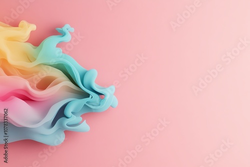 Colorful abstract waves on soft pink background, inspiring creativity and design. photo