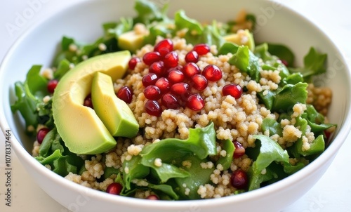 Fresh salad with greens and pomegranate seeds