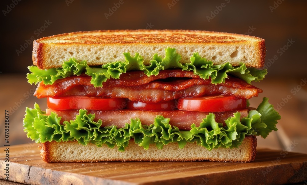 Delicious bacon sandwich with fresh vegetables Delicious bacon sandwich with fresh vegetables