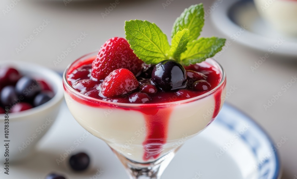 Delicious dessert with fresh berries Delicious dessert with fresh berries