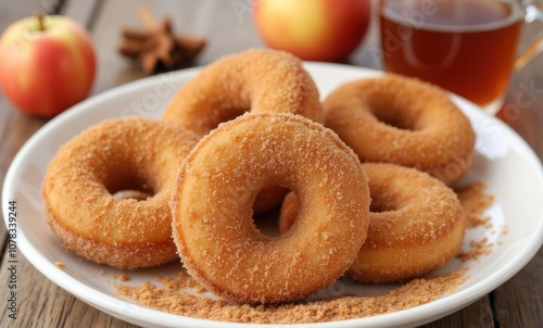 Freshly made cinnamon sugar donuts photo