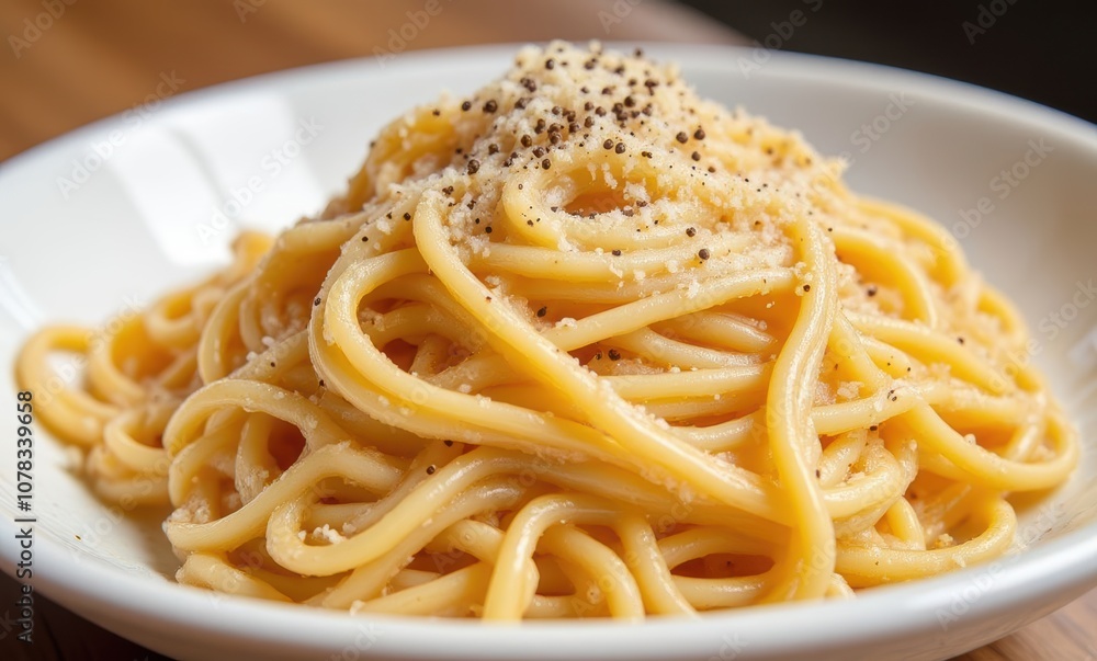 Delicious spaghetti with cheese and pepper Delicious spaghetti with cheese and pepper