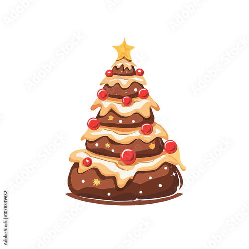 Simple flat 2D icon Christmas bread isolated on transparent background, vector, flat design, animation design, vector, flat design, animation design, simple flat 2D icon, 