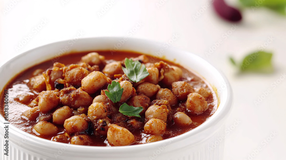 A bowl of flavorful chickpea curry garnished with fresh herbs, perfect for a hearty meal. A bowl of flavorful chickpea curry garnished with fresh herbs, perfect for a hearty meal.