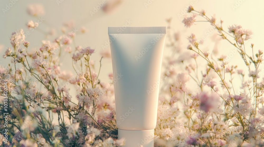 White Cream Tube in Flower Field