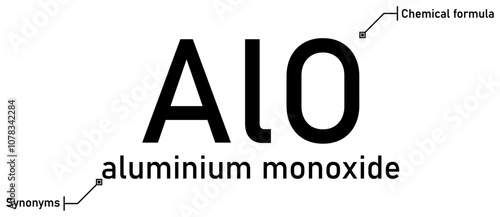 Aluminium monoxide chemical formula and synonyms with callout titles
