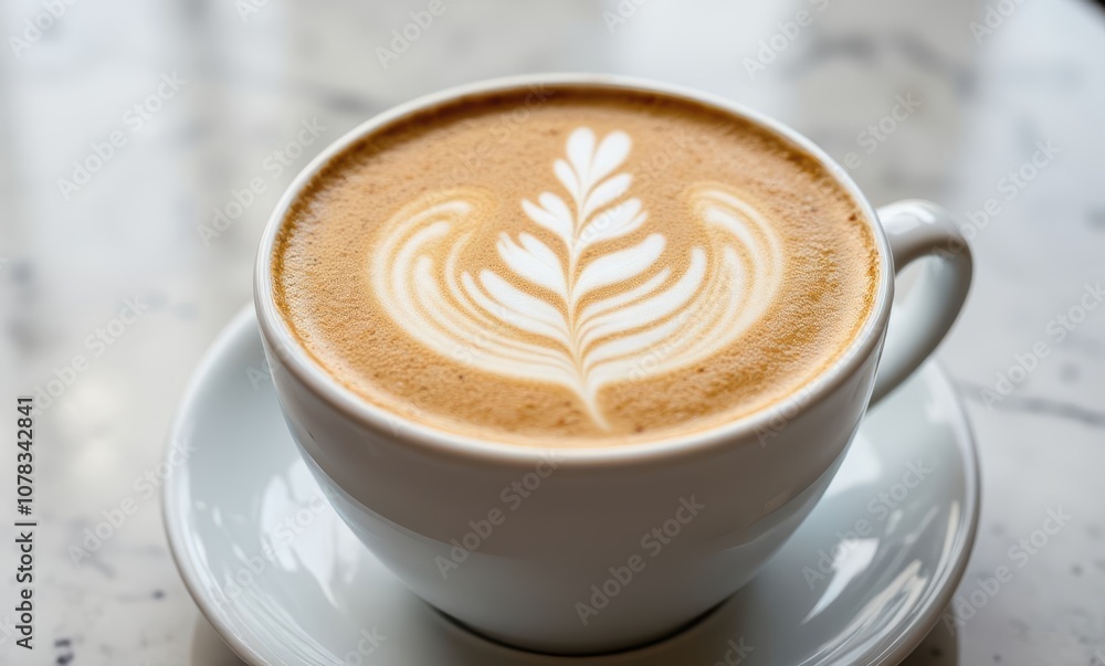 Artistic latte coffee with floral design Artistic latte coffee with floral design