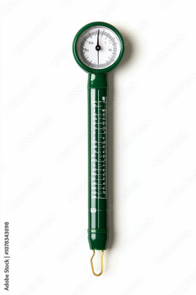 Green gauge with a needle and numbers. Green gauge with a needle and numbers.