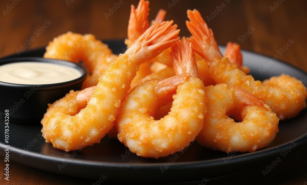 Delicious crispy shrimp on a plate Delicious crispy shrimp on a plate