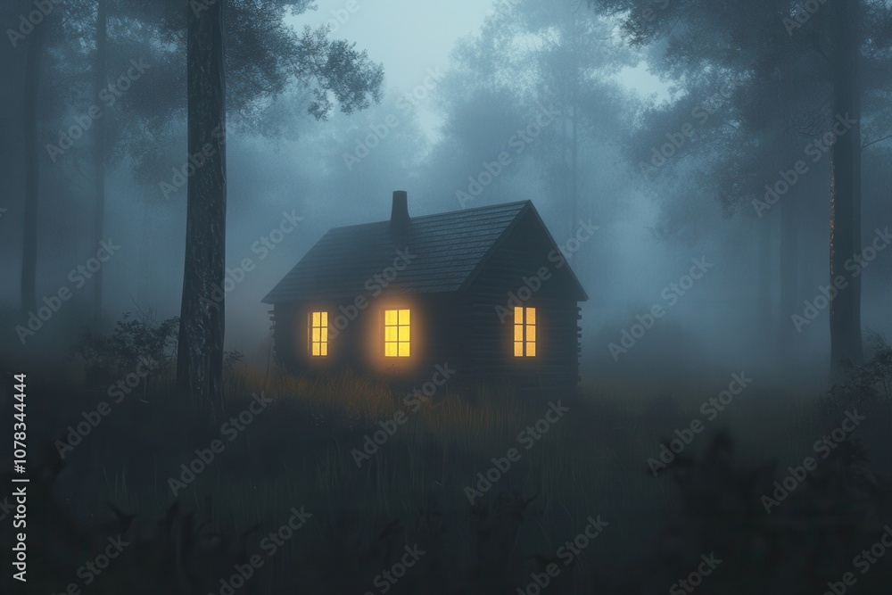 Secluded Cabin in the Fog: A small, cozy wooden cabin Secluded Cabin in the Fog: A small, cozy wooden cabin