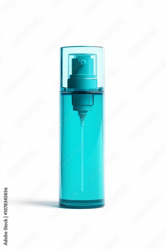 A blue bottle with a pump dispenser. A blue bottle with a pump dispenser.