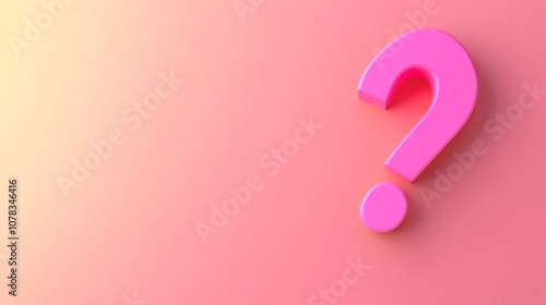 A pink question mark stands on a pink and yellow background.