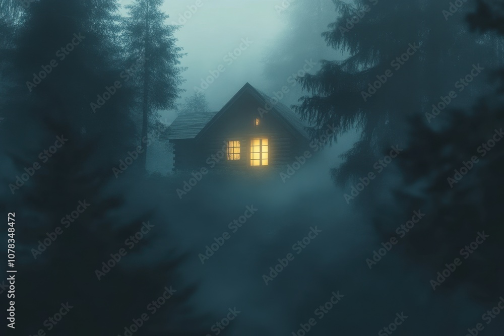 Secluded Cabin in the Fog: A small, cozy wooden cabin Secluded Cabin in the Fog: A small, cozy wooden cabin