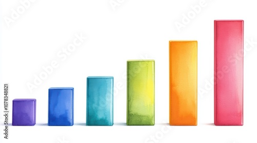 Colorful bars representing growth and progress, white isolate background.