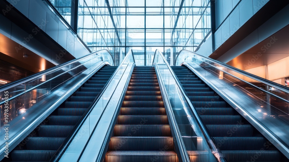 Escalator in Modern Building Escalator in Modern Building