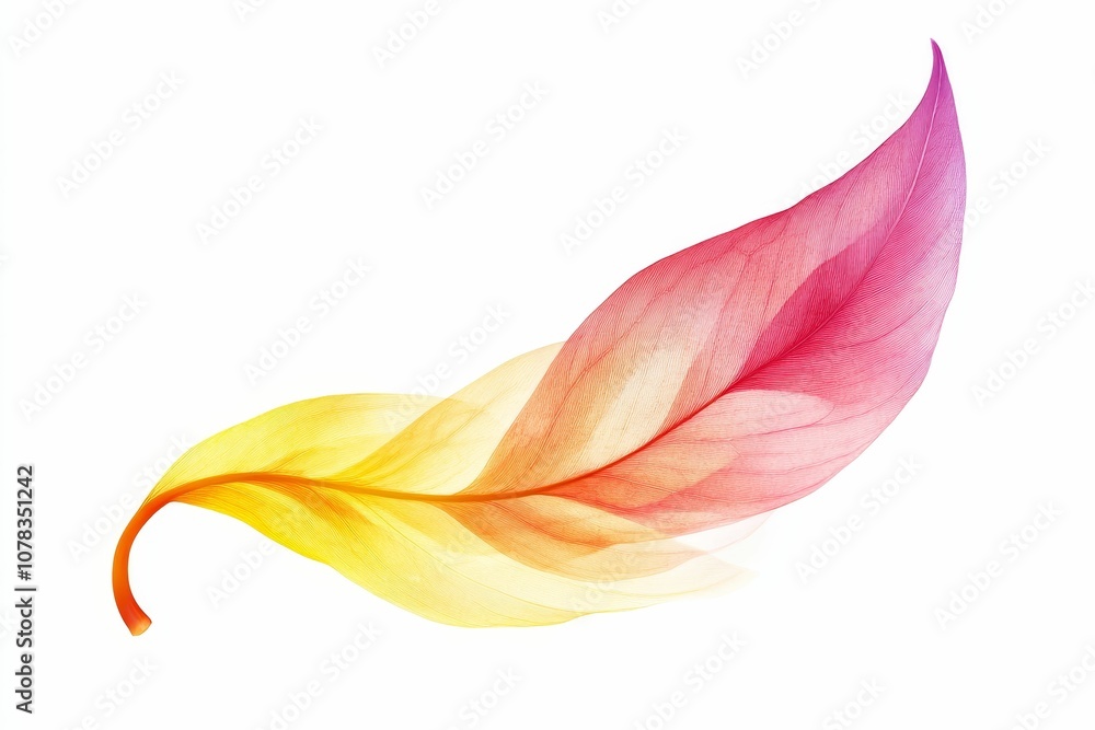 Obraz premium A single translucent leaf, yellow and pink.