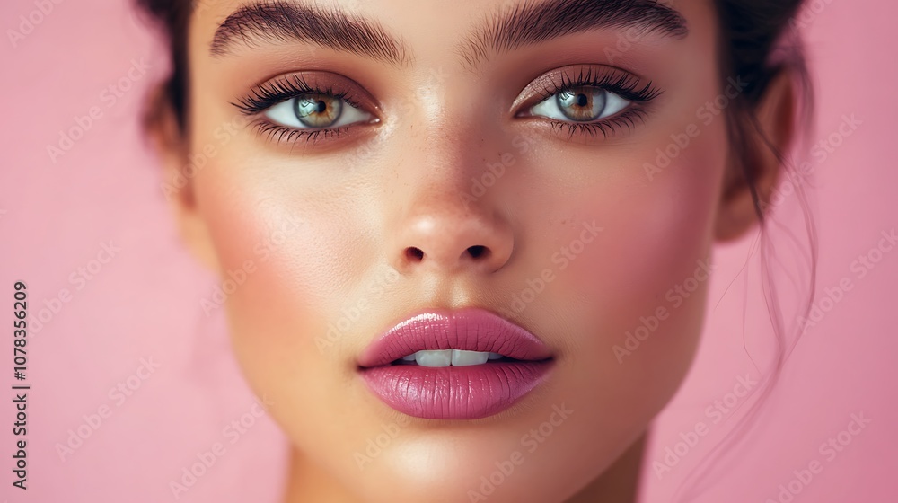 Soft mauve lips with a satin finish and natural shine Soft mauve lips with a satin finish and natural shine