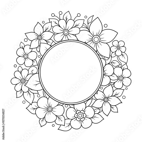 Frame in eastern tradition. Stylized with henna tattoos decorative pattern for decorating covers for book, notebook, casket, magazine, postcard and folder. Flower border in mehndi style.