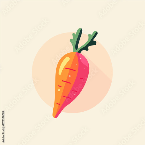 Simple flat 2D icon carrot isolated on cream background, vector, flat design, animation design, vector, flat design, animation design, simple flat 2D icon, minimalist design, clipart