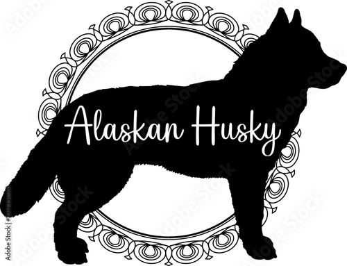 Alaskan Husky. dog silhouette, dog, dog breeds, logo, vector, silhouette, logo design, animal, illustration, icon, sign, design, black, symbol, pet
