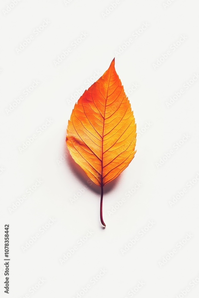 Single orange leaf on white background. Single orange leaf on white background.