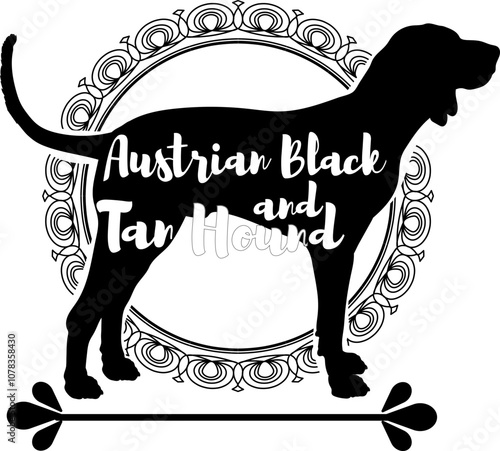 Austrian Black and Tan Hound dog silhouette, dog, dog breeds, logo, vector, silhouette, logo design, animal, illustration, icon, sign, design, black, symbol, pet
