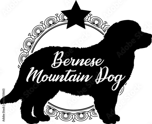 Bernese mountain dog silhouette, dog, dog breeds, logo, vector, silhouette, logo design, animal, illustration, icon, sign, design, black, symbol, pet
