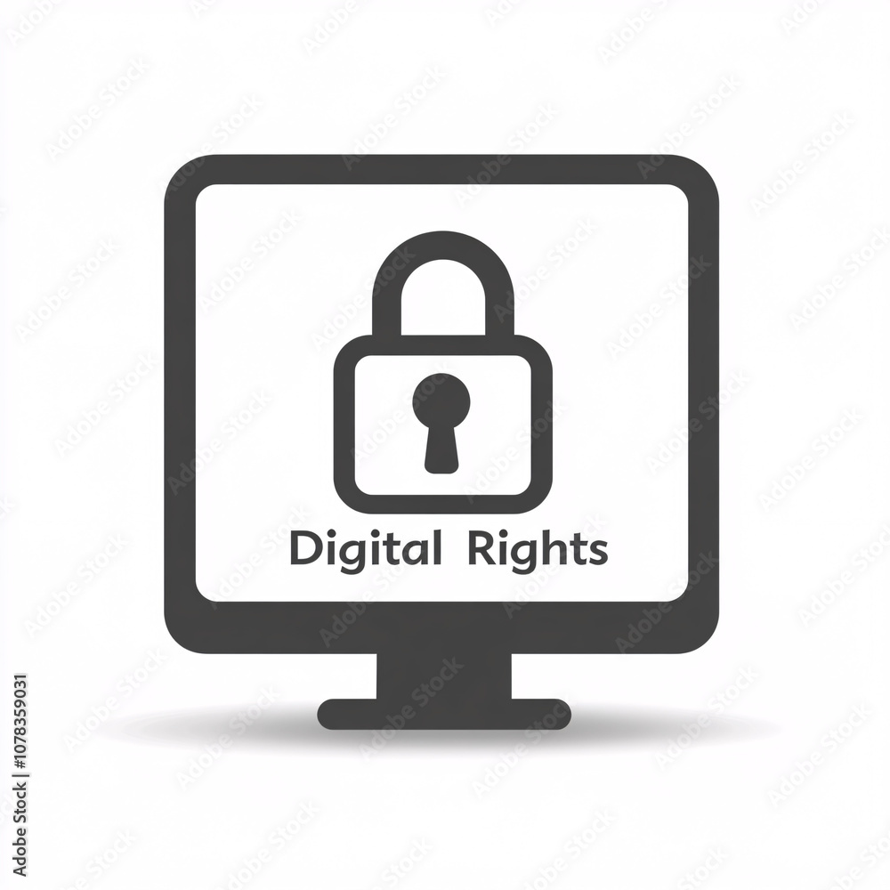 A computer screen displays a padlock symbol, representing the concept of digital rights and protection of online content. A computer screen displays a padlock symbol, representing the concept of digital rights and protection of online content.