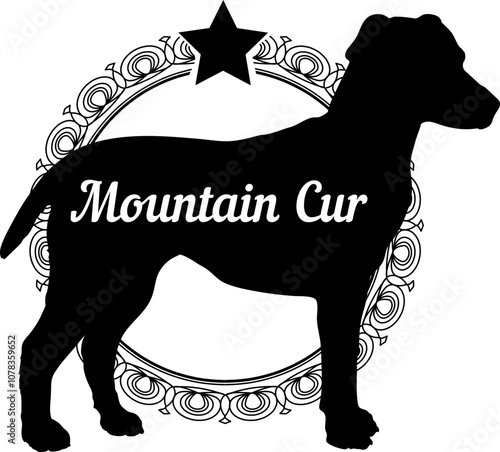 Mountain Cur dog silhouette, dog, dog breeds, logo, vector, silhouette, logo design, animal, illustration, icon, sign, design, black, symbol, pet
