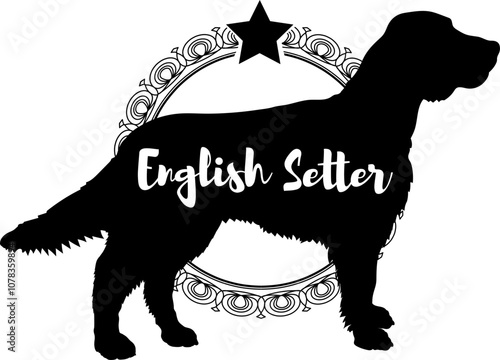 English Setter. dog silhouette, dog, dog breeds, logo, vector, silhouette, logo design, animal, illustration, icon, sign, design, black, symbol, pet
