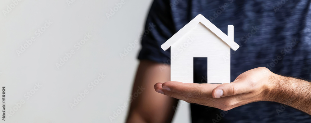 Real estate investment concept Man touch virtual house icon for analyzing mortgage loan home and insurance real property mortgage interest rate Real estate investment concept Man touch virtual house icon for analyzing mortgage loan home and insurance real property mortgage interest rate
