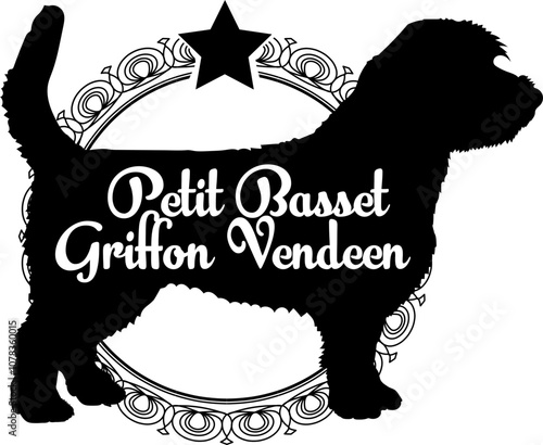 Petit Basset Griffon Vendeen. dog silhouette, dog, dog breeds, logo, vector, silhouette, logo design, animal, illustration, icon, sign, design, black, symbol, pet
 photo