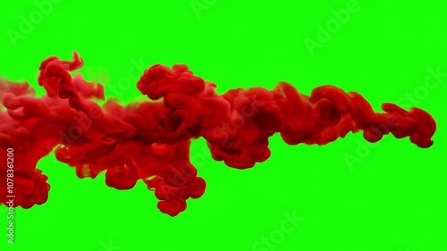 red paint splashes effect on green screen, red powder splash, generative ai