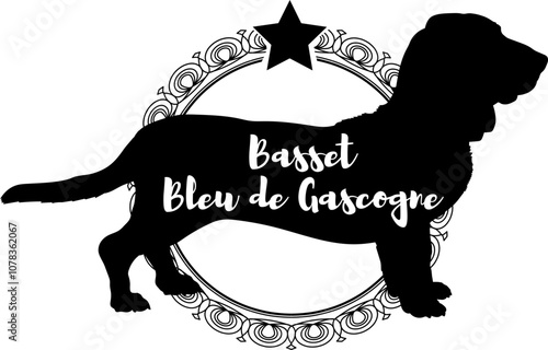 Basset Bleu de Gascogne dog silhouette, dog, dog breeds, logo, vector, silhouette, logo design, animal, illustration, icon, sign, design, black, symbol, pet
 photo