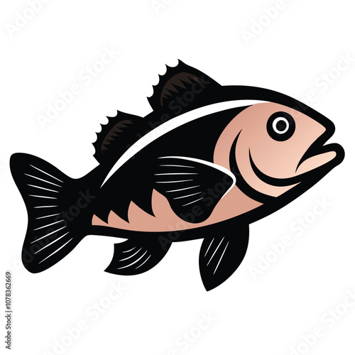 Solid color Grouper animal vector design photo