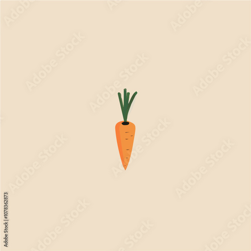 Simple flat 2D icon carrot isolated on cream background, vector, flat design, animation design, vector, flat design, animation design, simple flat 2D icon, minimalist design, clipart