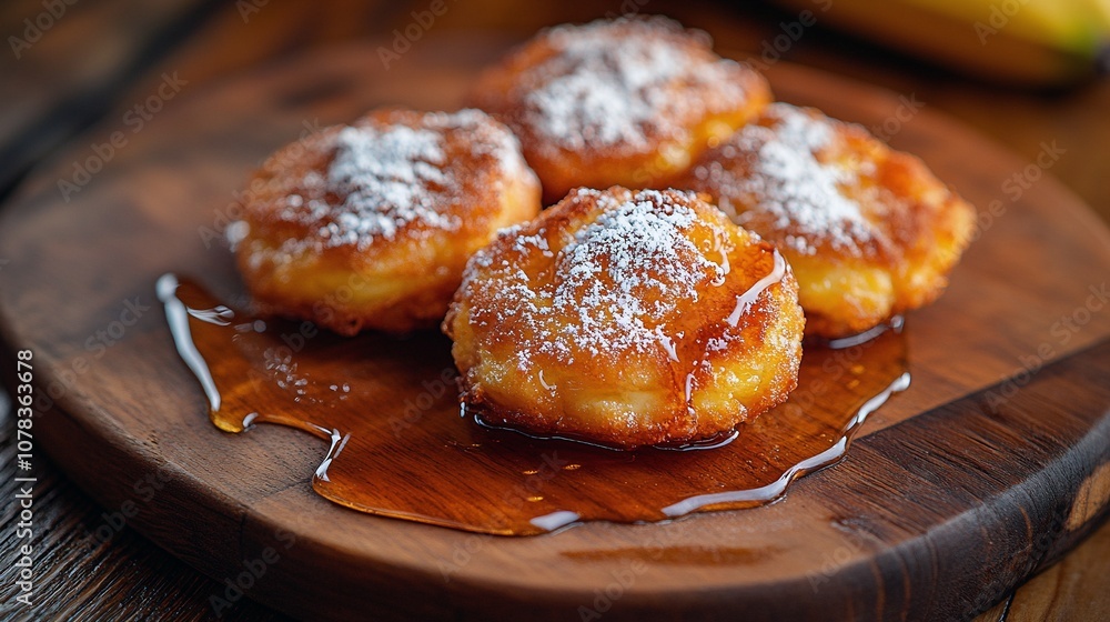Warm Banana Fritters with Honey and Powdered Sugar Recipe Warm Banana Fritters with Honey and Powdered Sugar Recipe