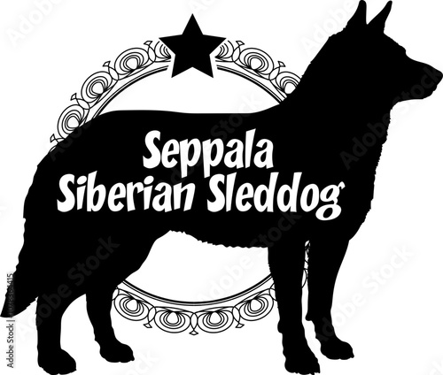 Seppala Siberian Sleddog. dog silhouette, dog, dog breeds, logo, vector, silhouette, logo design, animal, illustration, icon, sign, design, black, symbol, pet
