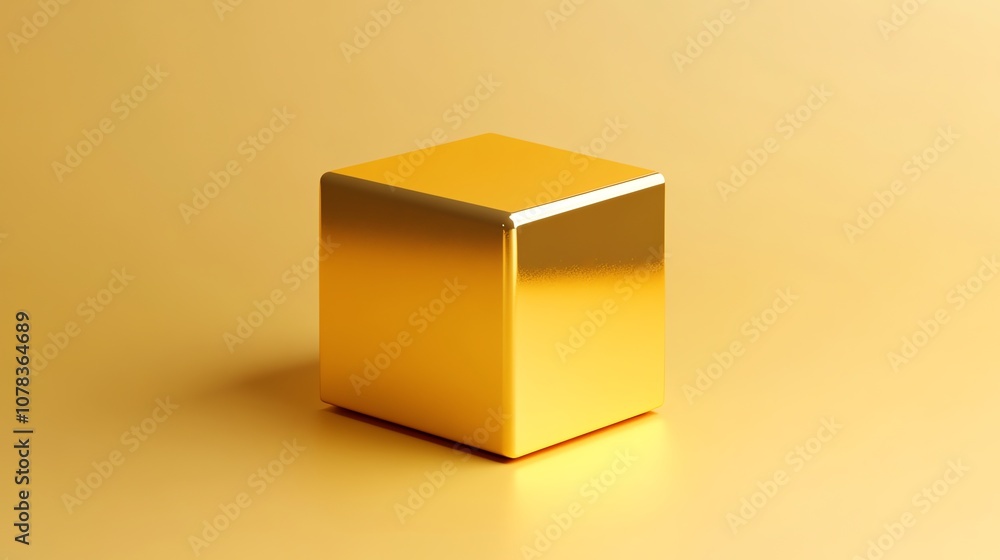 A golden cube on a golden background. A golden cube on a golden background.