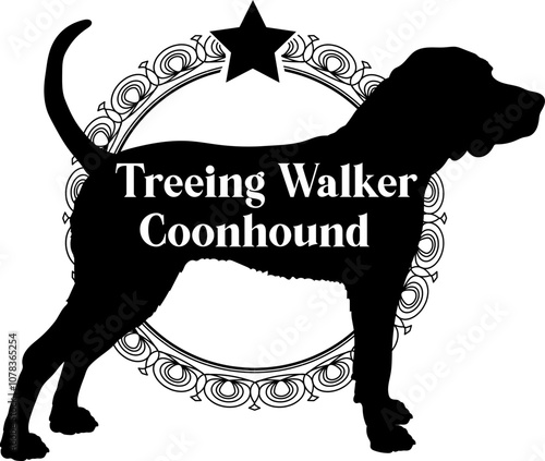Treeing Walker Coonhound.svg dog silhouette, dog, dog breeds, logo, vector, silhouette, logo design, animal, illustration, icon, sign, design, black, symbol, pet
