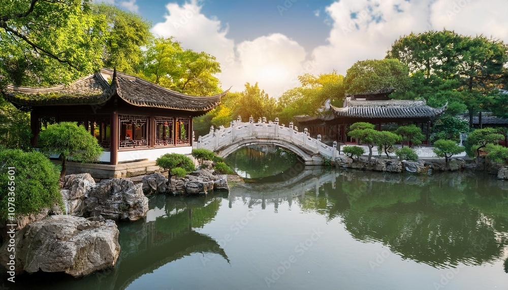 The Tranquil Gardens of Suzhou, China, Where Intricately Designed Bridges, Pavilions, and Rockeries Reflect the Timeless Elegance and Harmony of Traditional Chinese Landscape Architecture The Tranquil Gardens of Suzhou, China, Where Intricately Designed Bridges, Pavilions, and Rockeries Reflect the Timeless Elegance and Harmony of Traditional Chinese Landscape Architecture
