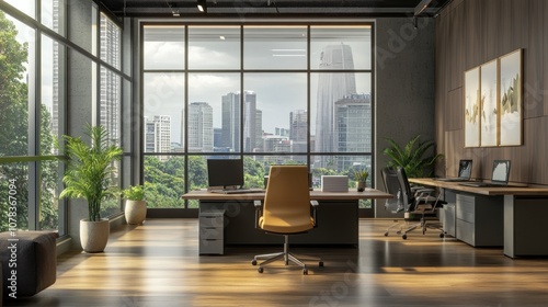 Modern Office Interior with City View