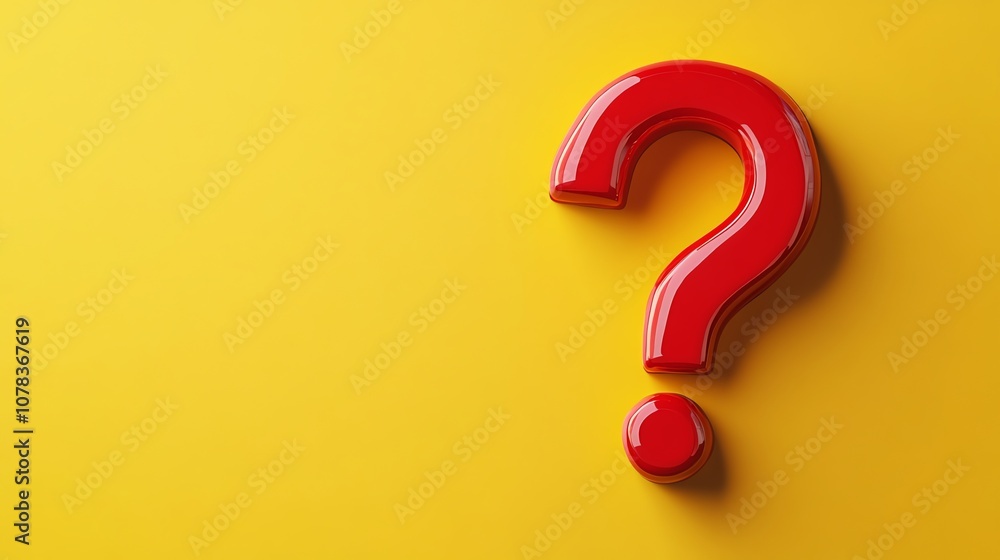 A red question mark on a yellow background. A red question mark on a yellow background.