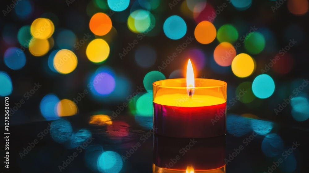 Blurry, dreamlike image of a single candle flickering in the dark, symbolizing hope and awareness, World Mental Health Day Blurry, dreamlike image of a single candle flickering in the dark, symbolizing hope and awareness, World Mental Health Day