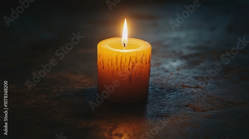 Blurry, dreamlike image of a single candle flickering in the dark, symbolizing hope and awareness, World Mental Health Day