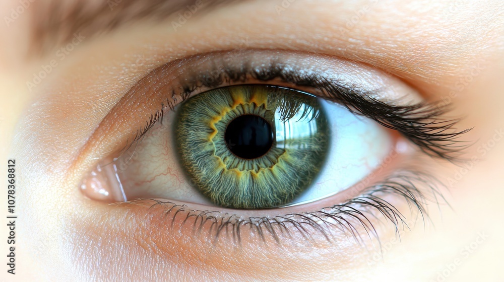 Detailed shot of a person s eye with soft light reflecting in the iris, capturing depth and emotion, symbolizing introspection and awareness of mental wellbeing Detailed shot of a person s eye with soft light reflecting in the iris, capturing depth and emotion, symbolizing introspection and awareness of mental wellbeing