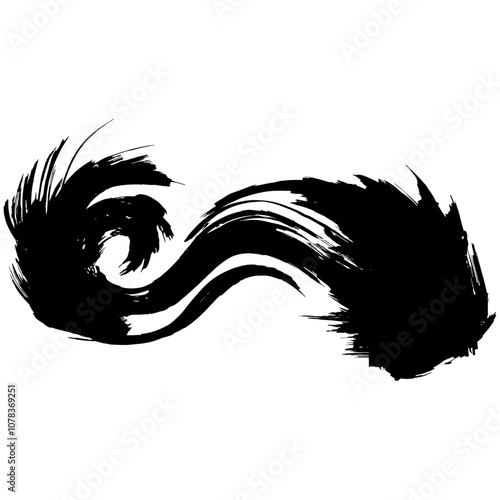 和風素材　筆で描かれたダイナミックな線のイラストセット　ベクター