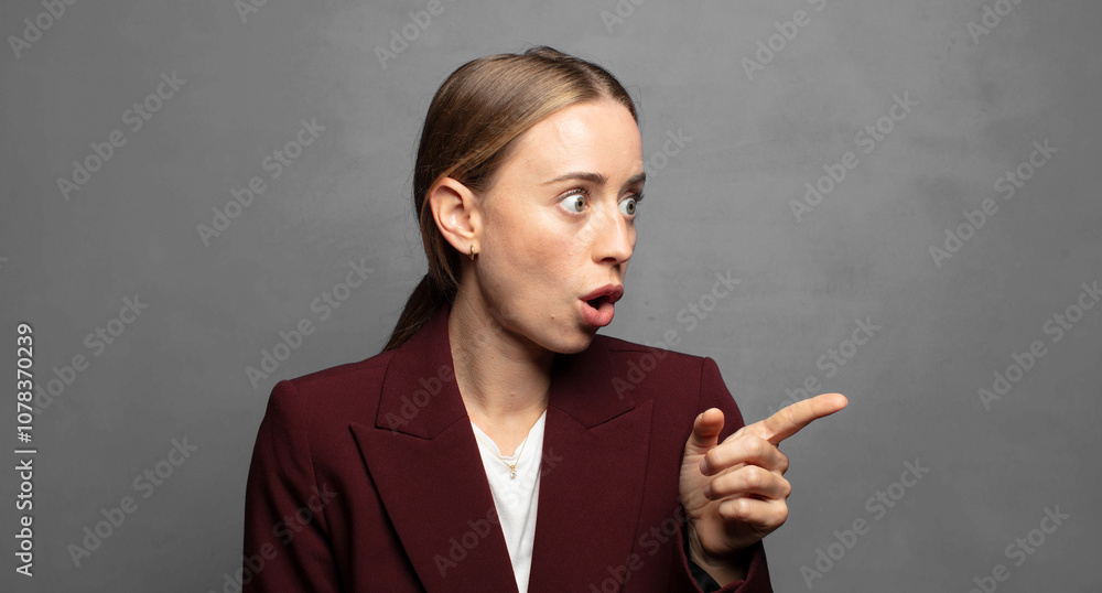 feeling shocked and surprised, pointing and looking upwards in awe with amazed, open-mouthed look feeling shocked and surprised, pointing and looking upwards in awe with amazed, open-mouthed look
