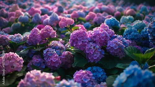 Beautiful Blooming Hydrangea Flowers in Pastel Colors