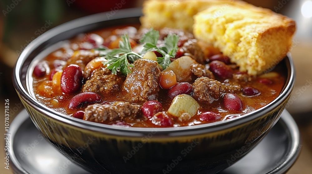 Spicy Beef Chili with Kidney Beans and Cornbread Recipe Spicy Beef Chili with Kidney Beans and Cornbread Recipe